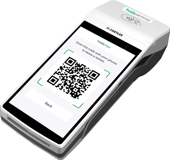 Review QR code on the hvala.terminal screen